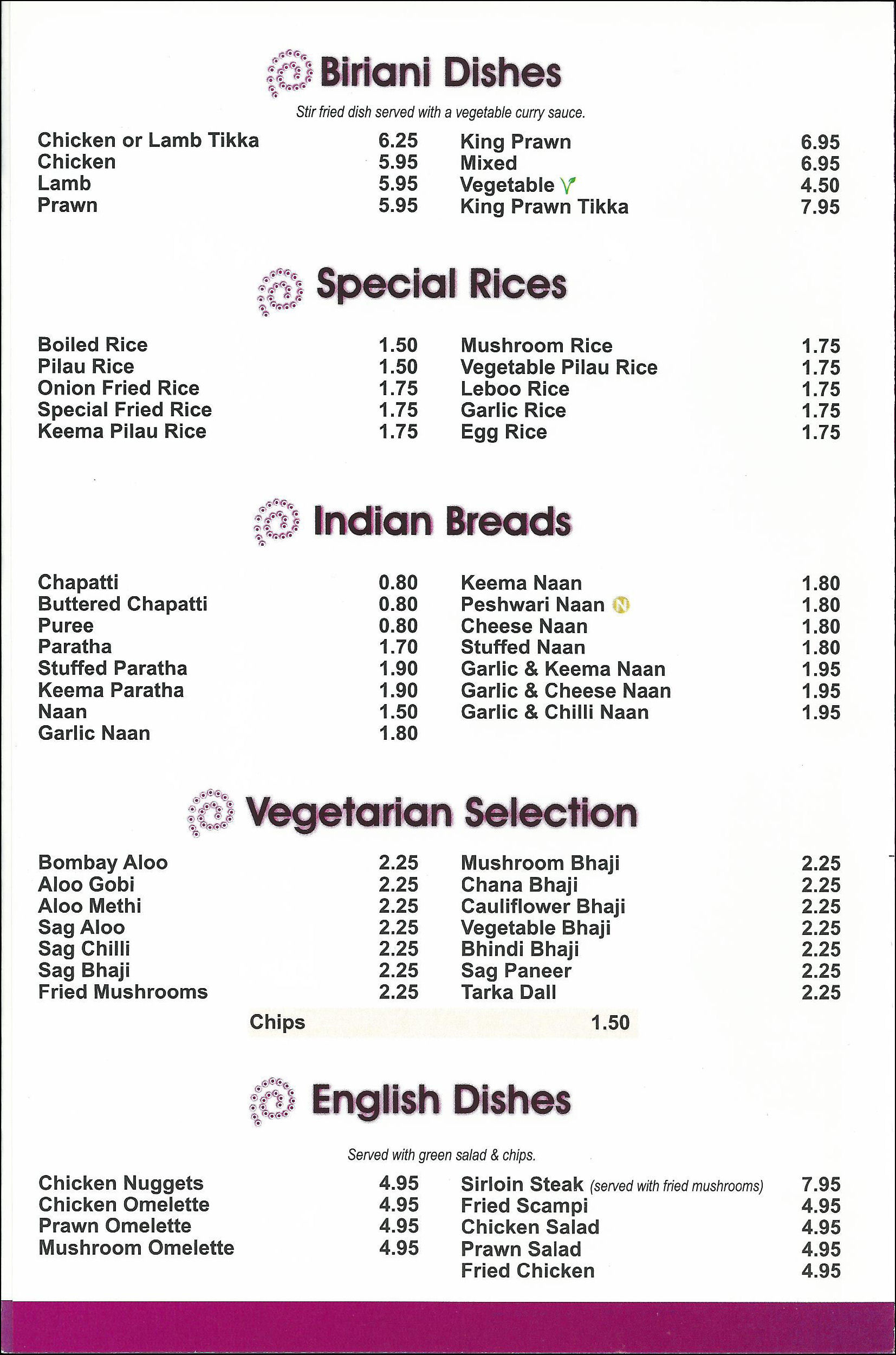 Menu Front Page